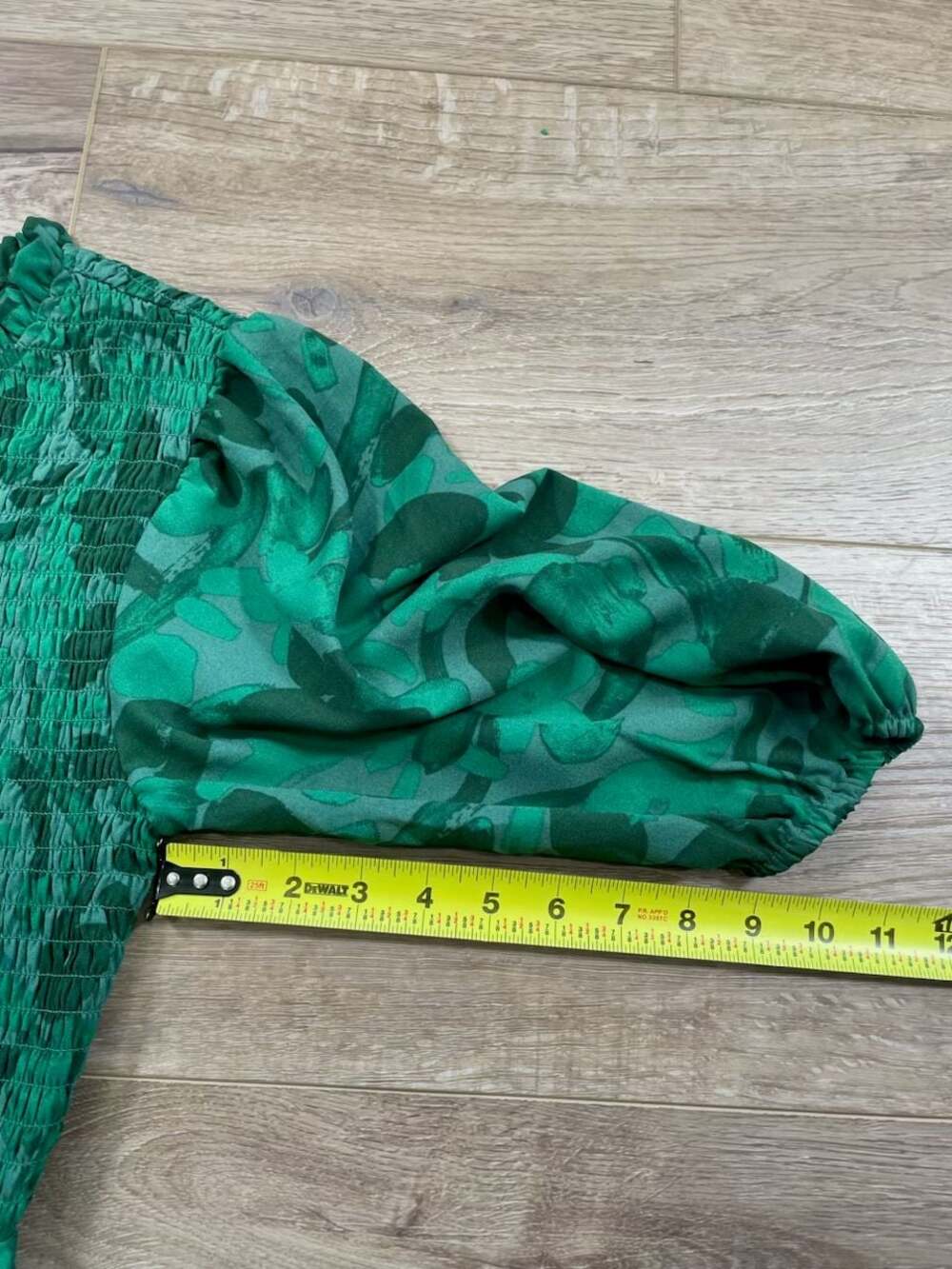 Sugarlips Emerald Green Floral Smocked Tiered Midi Dress Puff Sleeve Small - Picture 5 of 14
